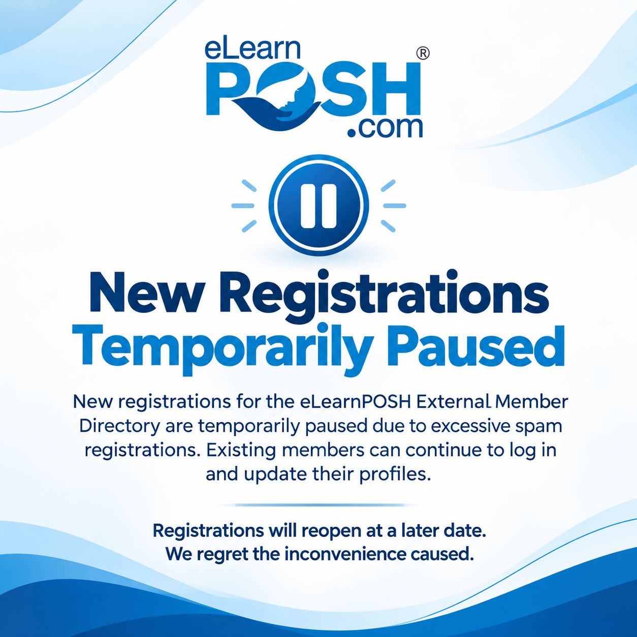 New registrations temporarily paused